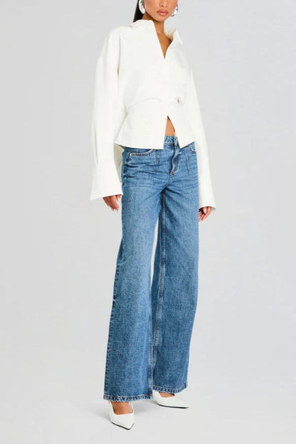 Elegant Draped Button-Up Blouse