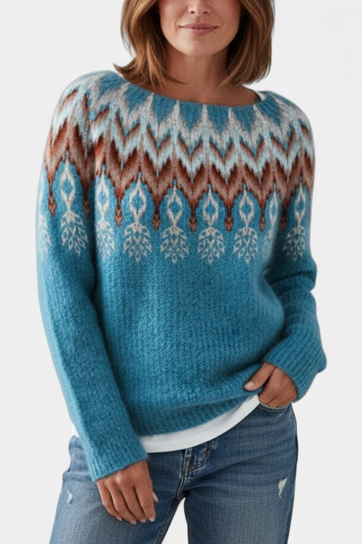 Othilia Geometric Pattern Soft Jacquard Sweater