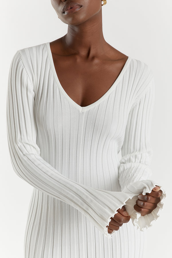 Darla Adjustable Belted Midi Ribbed Knit Dress