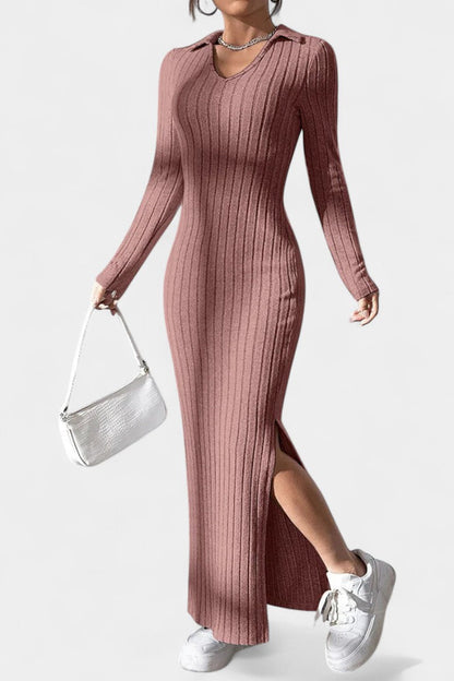 Elidia V-Neck Maxi Dress with a Tailored Fit