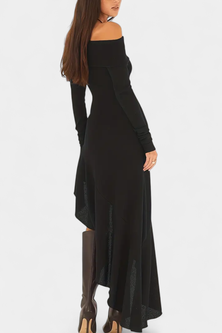 Asymmetrical Hem One-Shoulder Fitted Dress - Recife