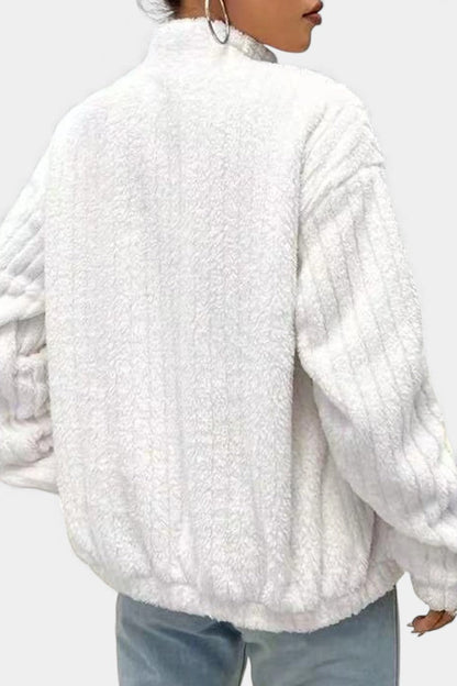 Bénigne High-Collar Casual Zip Cardigan