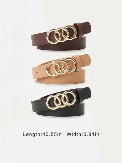 3-Piece Versatile Women's Faux Leather Belt Set