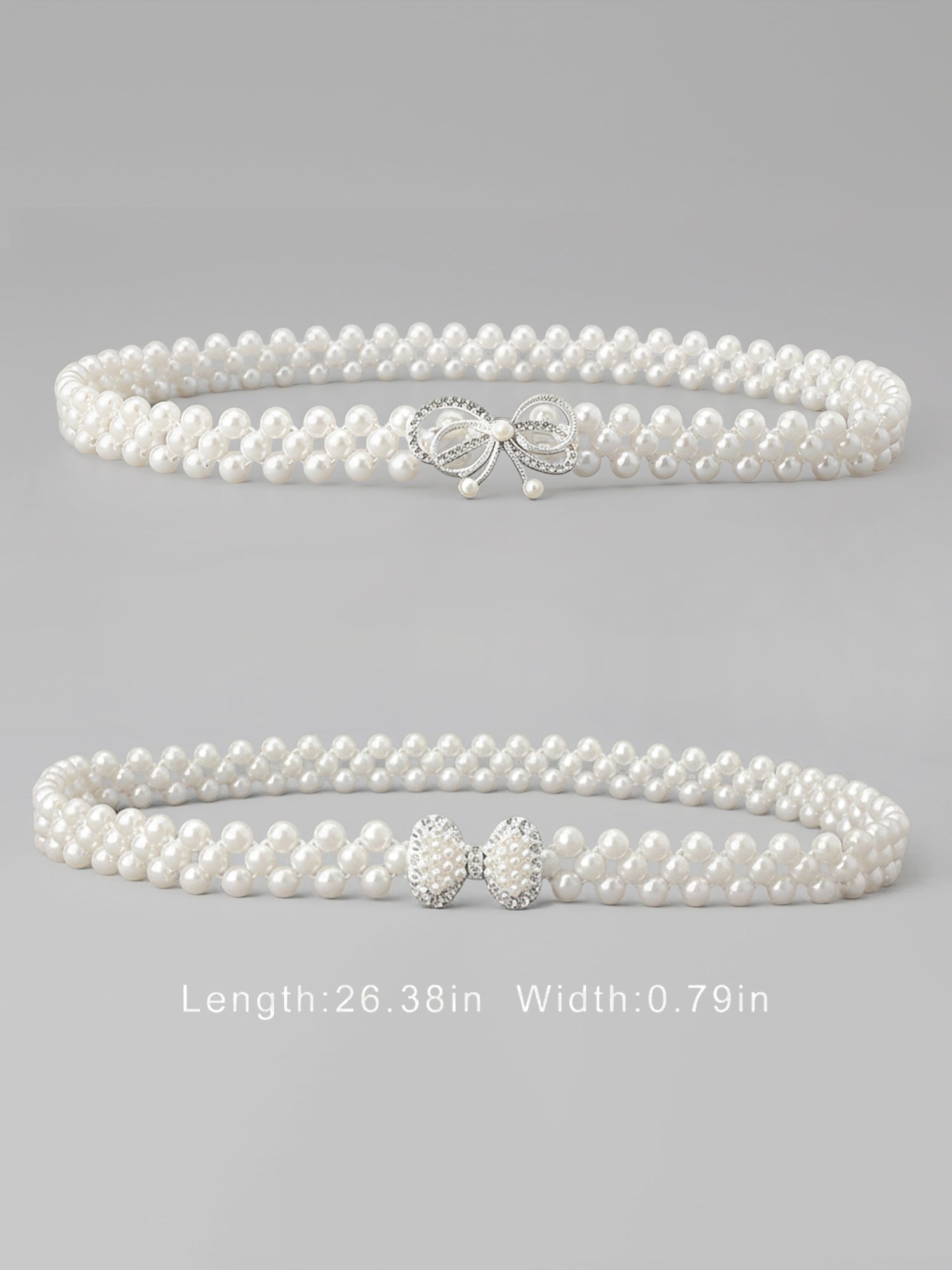 Set of 2 Women's Imitation Pearl and Rhinestone Chain Belts